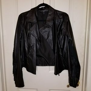 Black Fringe faux Leather Jacket